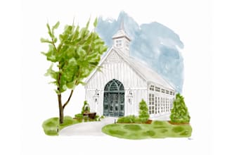 draw watercolor wedding venue, house and building