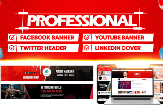 design a facebook, youtube banner, linkedin cover, twitter header
