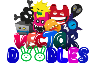 drawing simple cute vector doodles like monsters, foods, etc