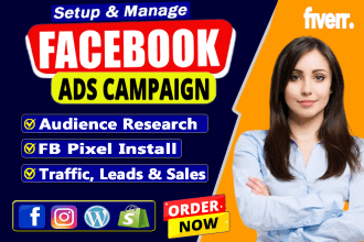 be your facebook ads campaign manager, run fb advertising, shopify ads