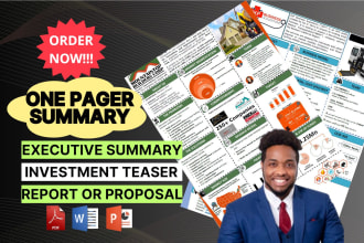 design a one pager, executive summary, report, or teaser