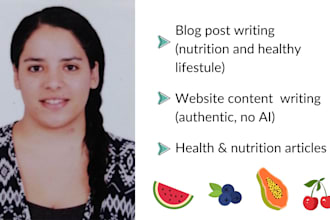 write nutrition and healthy lifestyle blogs and articles
