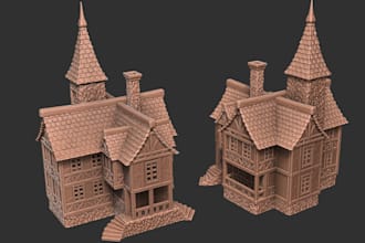 sculpt 3d printable house, furniture and terrain