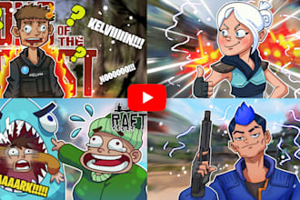 draw unique cartoon thumbnail for your youtube channel