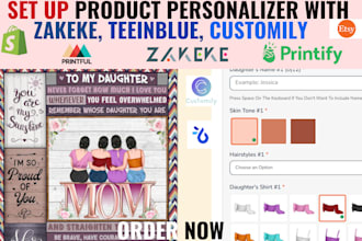 setup teeinblue, customily kickflip, zakeke product personalizer for shopify pod