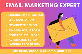 design email marketing newsletter on getresponse, mailchimp, mailerlite expert