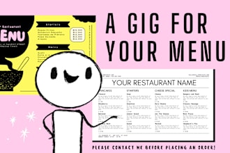 design a menu for your restaurant or pub
