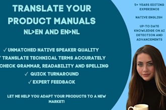 translate technical and user manuals to and from dutch