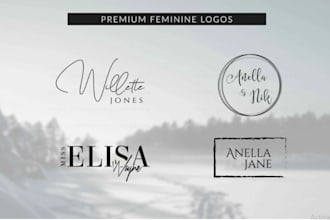 do modern line art text or badge logo design