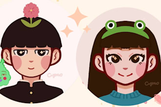 create a cute drawing chibi icon profile picture, oc, fanart