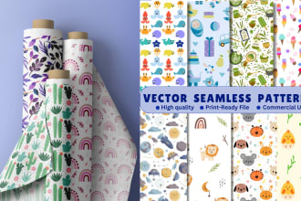 do seamless t shirt pattern design, textile, fabric in 24hrs