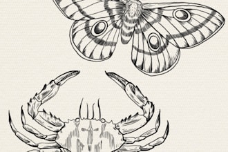 draw animal al botanical original tattoo design