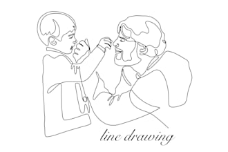 draw line art portrait, line illustration from your picture