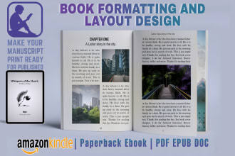book formatting, layout design, kindle formatting for amazon kdp, lulu