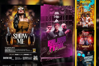 design party flyer, sport, club, dj, pool, birthday, social media
