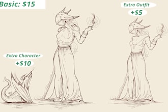 draw original character fantasy art for games or book design