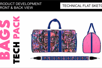 design all kinds of fashion and utility bags with tech pack
