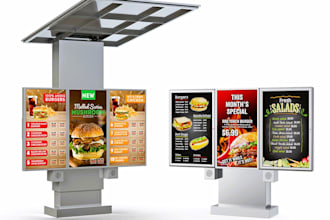 design static tv screen menu or digital menu TV menu board for restaurant