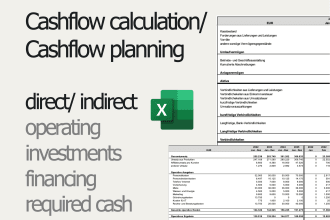create a cashflow calculation or cashflow planning
