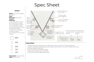 do a spec sheet, tech pack for a jewelry product