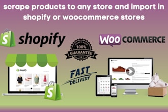 scrape products and upload in shopify or woocommerce stores