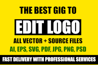 edit, fix, vectorize, retouch, change color of your logo into vector