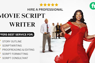 write standard film script, proofread and format movie script, scriptwriter