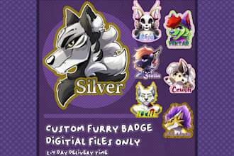 design a custom digital furry badge for your fursona