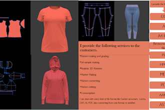 expert sewing pattern maker, 3d mockup specialist,