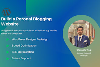 create a wordpress blog website with hosting and custom design