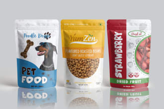 design food pouch label, coffee packaging, spices label and mylar bags