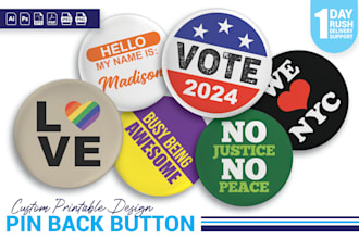 design custom pin badges, pin button, fridge magnets