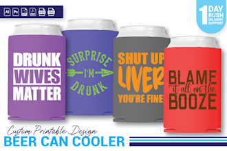design beer can cooler, can coolies, drinkware, koozies