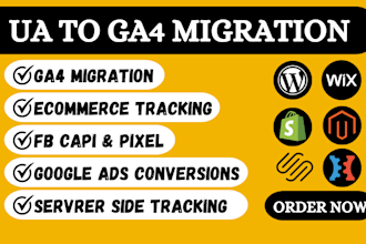 setup ua to ga4 migration, ecommerce tracking via google tag manager
