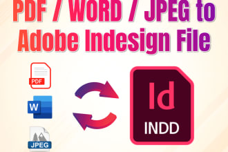 convert your PDF, word, jpeg, png files to adobe indesign