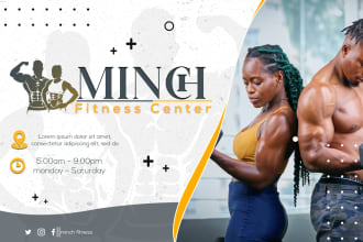 design flyers or posters for fitness centers, gyms, and food restaurants