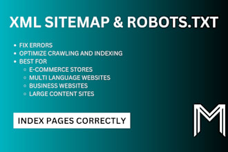 create XML sitemaps, robots txt files, and fix issues