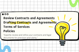 draft and review legal and commercial contracts and agreements