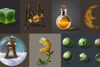 create 2d game icons, props, objects in photoshop