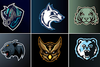 create lion, tiger, wolf, bear, panther, and owl mascot logo