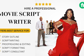 write standard movie script, film screenplay, proofread and format film script