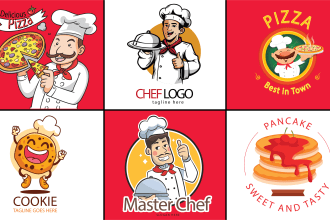 design unique restaurant bakery cafe bbq pizza drink food truck logo