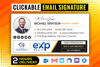 design HTML email signature or clickable email signature for gmail, outlook