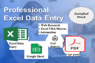 do excel google spreadsheet data entry work professionally