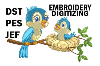 do embroidery digitizing, 3d puff, convert to pes, dst, in 1hr