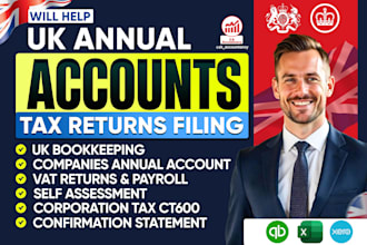 do UK bookkeeping, annual accounts file, corporation tax, self assessment, vat