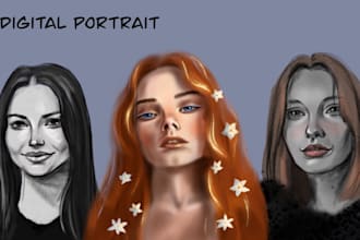 create a digital portrait illustration in procreate