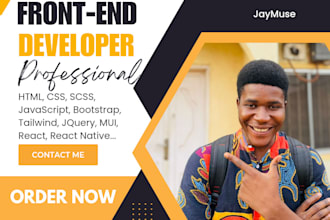 build custom responsive website with html, css, javascript, react, next js