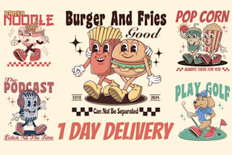 design retro vintage cartoon character logo for your brand
