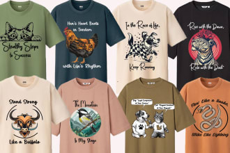 create dogs, cats and pets or animals t shirt designs